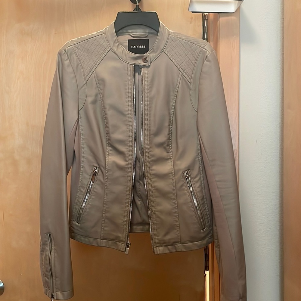 Express Leather Beige Neutral Jacket Size XS